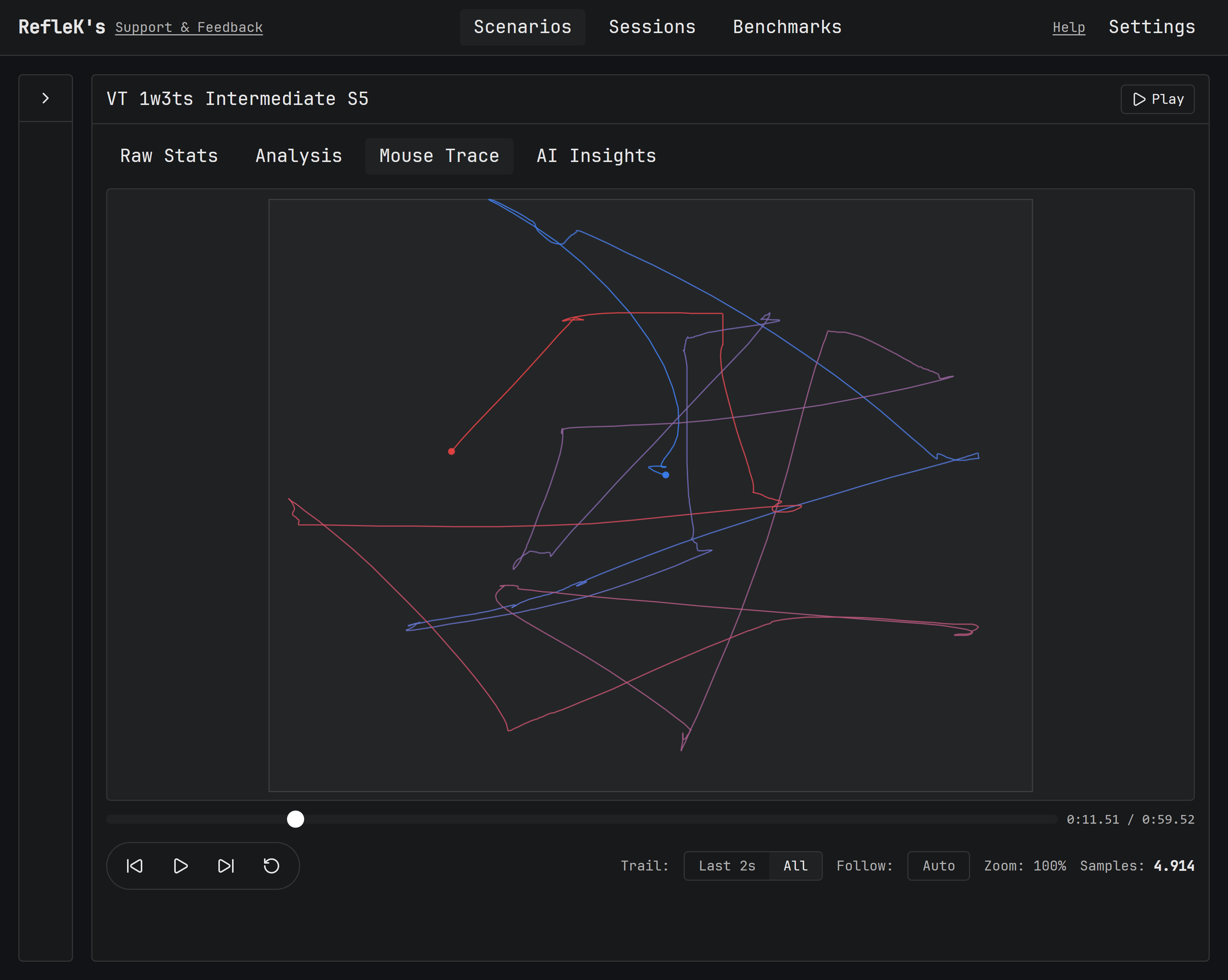 Mouse movement replay view
